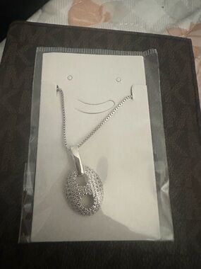 Silver Pavé Oval Pendant Necklace - Elegant Women’s Jewelry